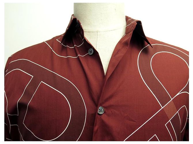 Hermès NUOVA CAMICIA HERMES CATENA ANCORAGGIO 15.5 39 M IN COTONE BORDEAUX Bordò - vista 2