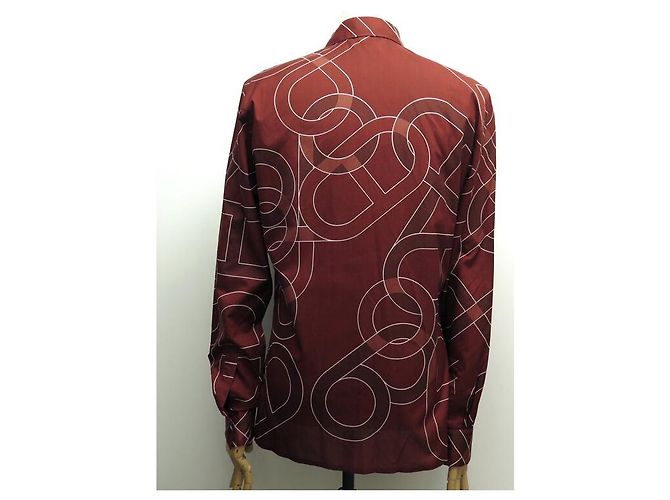 Hermès NUOVA CAMICIA HERMES CATENA ANCORAGGIO 15.5 39 M IN COTONE BORDEAUX Bordò - vista 3