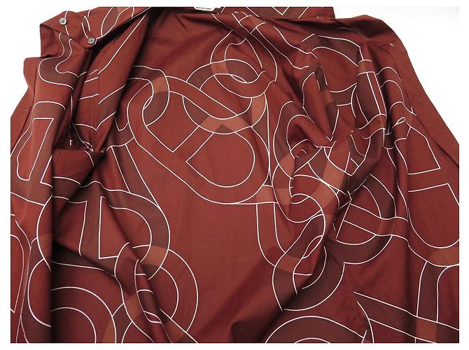 Hermès NUOVA CAMICIA HERMES CATENA ANCORAGGIO 15.5 39 M IN COTONE BORDEAUX Bordò - vista 4