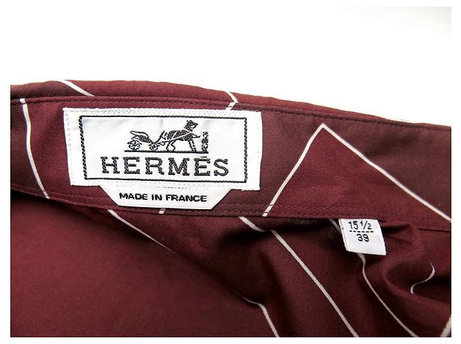 Hermès NUOVA CAMICIA HERMES CATENA ANCORAGGIO 15.5 39 M IN COTONE BORDEAUX Bordò - vista 5