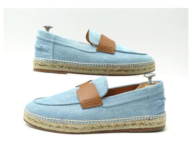 Hermès HERMES TRIP 42 MOCASSINI ESPADRILLES DENIM BLU - vista 3