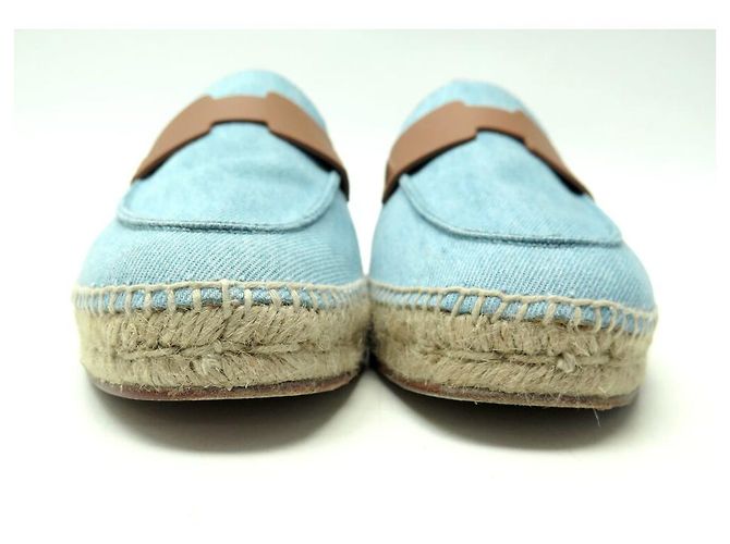 Hermès HERMES TRIP 42 MOCASSINI ESPADRILLES DENIM BLU - vista 4
