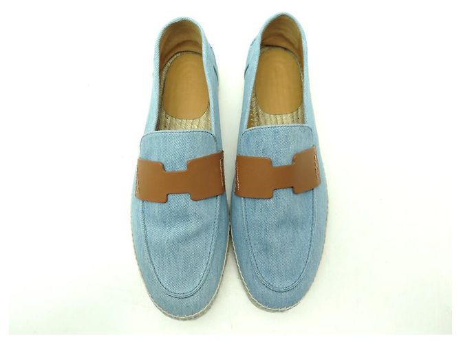 Hermès HERMES TRIP 42 MOCASSINI ESPADRILLES DENIM BLU - vista 8