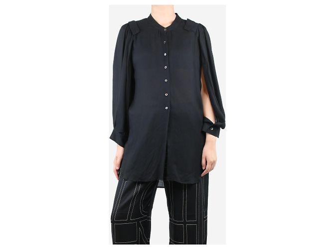 Ann Demeulemeester Camicia nera con maniche a sbuffo - taglia UK 10 - vista 3