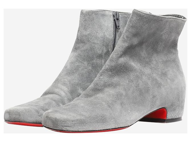 Christian Louboutin Grau Wildleder Stiefeletten - Größe EU 38 - Ansicht 2