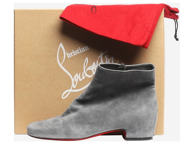 Christian Louboutin Grau Wildleder Stiefeletten - Größe EU 38 - Ansicht 7
