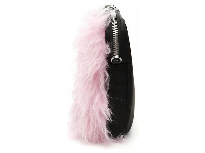 Borsa a tracolla Prada in pelliccia sintetica rosa - vista 3