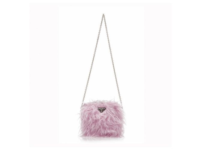 Borsa a tracolla Prada in pelliccia sintetica rosa - vista 5
