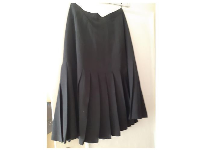 Falda plisada de lana negra Emanuel Ungaro Negro - vista 6