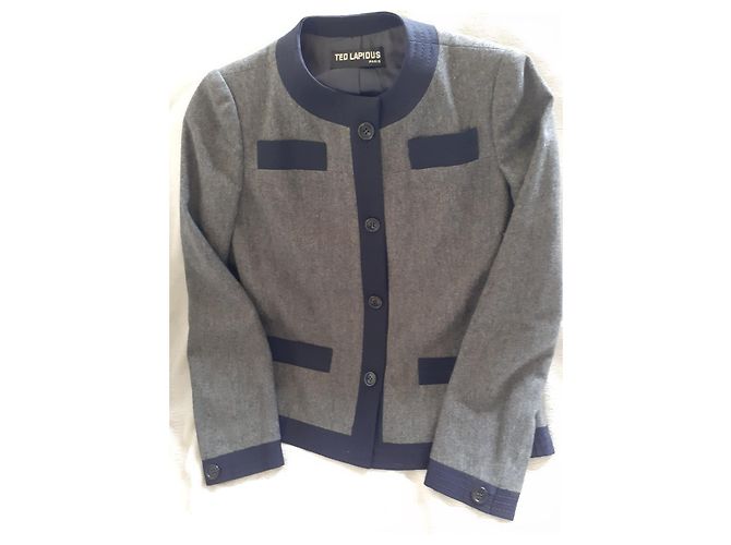Autre Marque Ted Lapidus Wool Jacket Grey Navy Blue - view 3