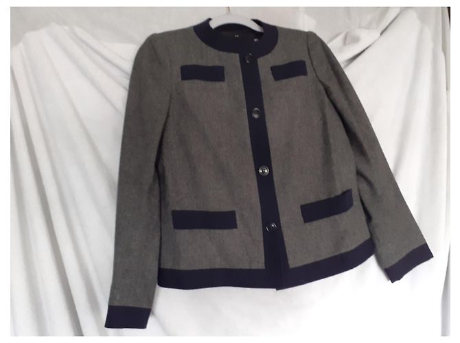 Autre Marque Ted Lapidus Wool Jacket Grey Navy Blue - view 5
