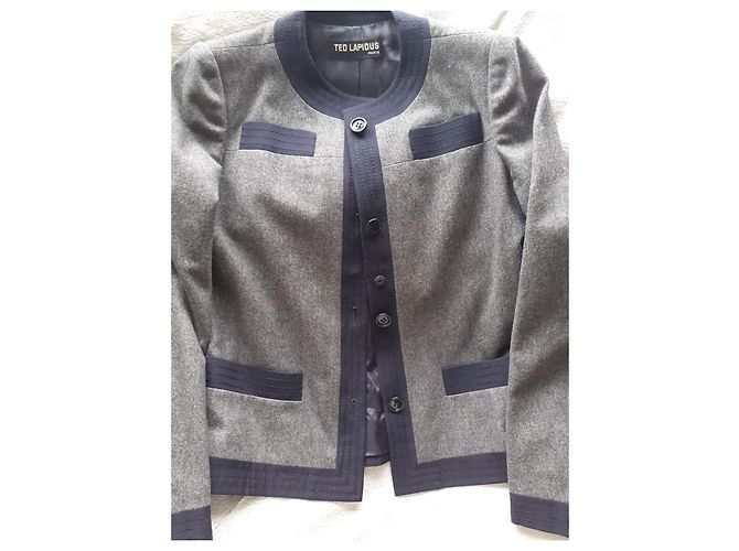 Autre Marque Ted Lapidus Wool Jacket Grey Navy Blue - view 6