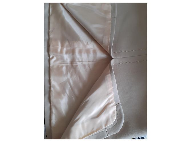 Vintage Wollkleid Beige mit Ledergürtel - vue 7