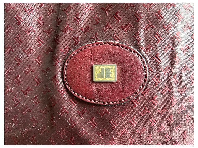 Autre Marque Sac cabas Jacques Esterel Rouge Foncé Cuir et Toile Bordeaux - vue 11