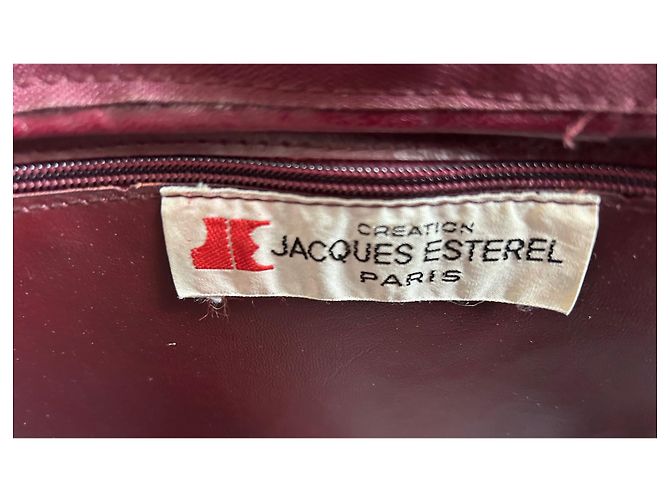 Autre Marque Sac cabas Jacques Esterel Rouge Foncé Cuir et Toile Bordeaux - vue 12