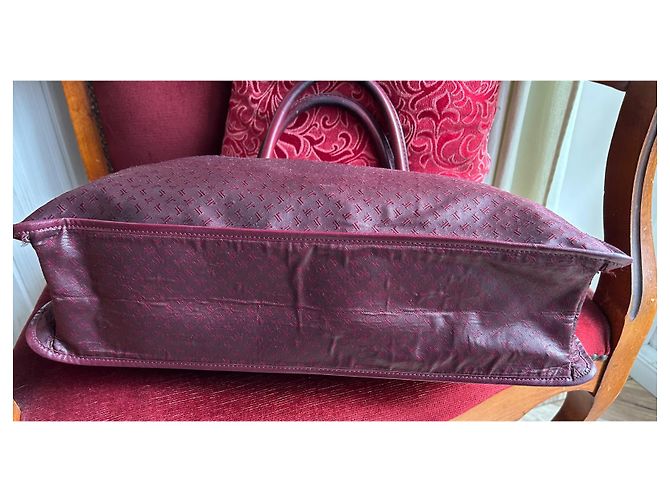 Autre Marque Sac cabas Jacques Esterel Rouge Foncé Cuir et Toile Bordeaux - vue 16