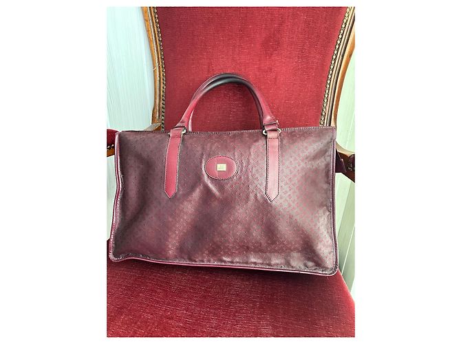 Autre Marque Sac cabas Jacques Esterel Rouge Foncé Cuir et Toile Bordeaux - vue 2