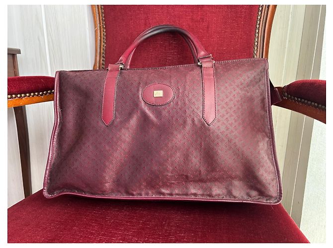 Autre Marque Sac cabas Jacques Esterel Rouge Foncé Cuir et Toile Bordeaux - vue 3