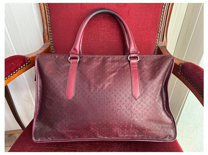 Autre Marque Sac cabas Jacques Esterel Rouge Foncé Cuir et Toile Bordeaux - vue 4