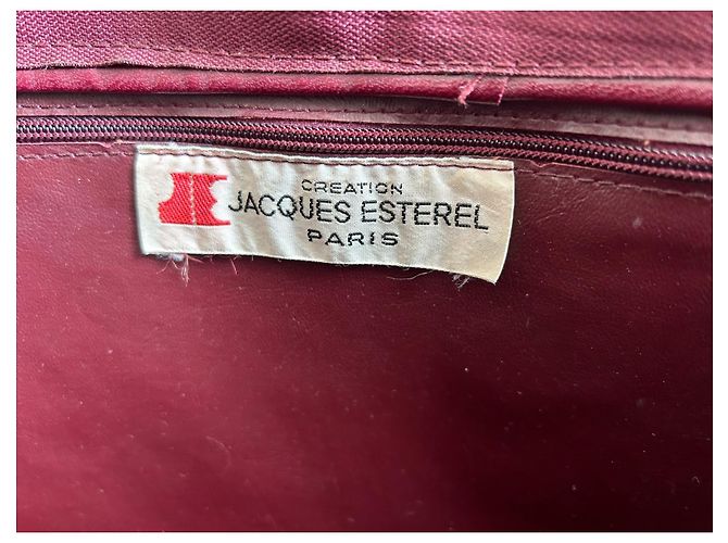Autre Marque Sac cabas Jacques Esterel Rouge Foncé Cuir et Toile Bordeaux - vue 5