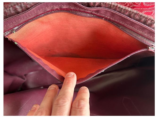 Autre Marque Sac cabas Jacques Esterel Rouge Foncé Cuir et Toile Bordeaux - vue 6