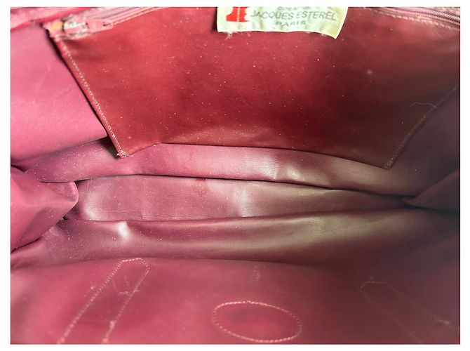 Autre Marque Sac cabas Jacques Esterel Rouge Foncé Cuir et Toile Bordeaux - vue 7