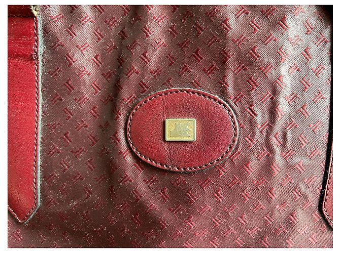 Autre Marque Sac cabas Jacques Esterel Rouge Foncé Cuir et Toile Bordeaux - vue 9