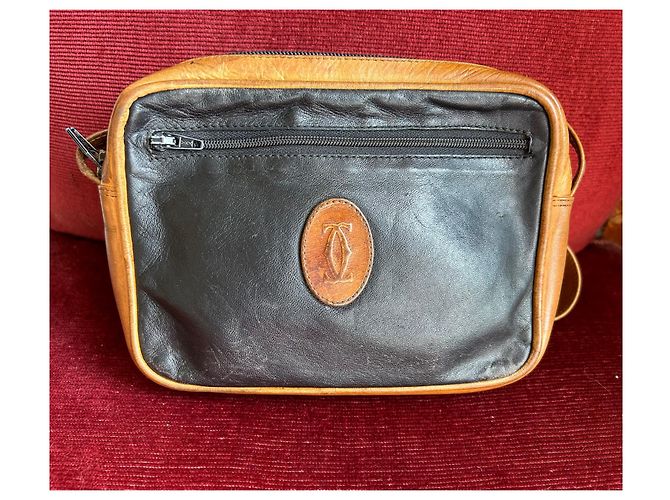 Borsa a tracolla Cartier in pelle nera e marrone Nero - vista 10
