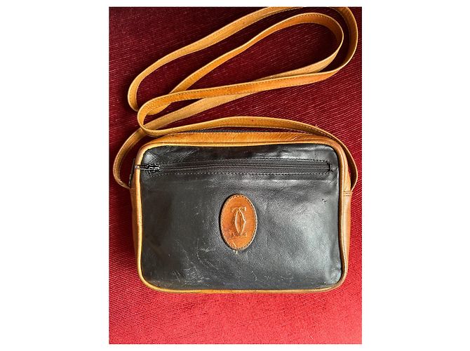 Borsa a tracolla Cartier in pelle nera e marrone Nero - vista 2