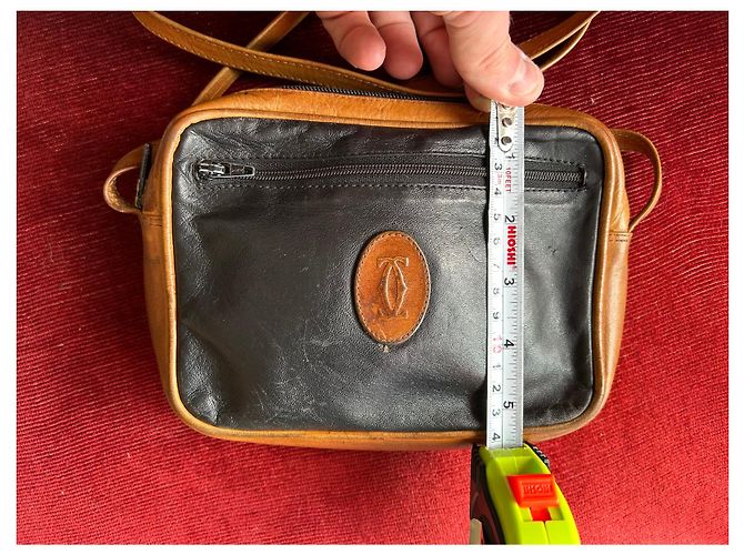 Borsa a tracolla Cartier in pelle nera e marrone Nero - vista 7