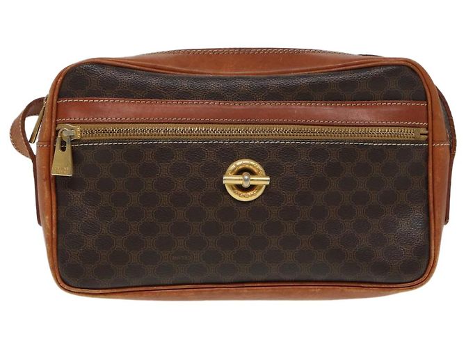 Céline Borsa a spalla in tela Macadam CELINE in pelle PVC marrone Auth ar12296 - vista 13
