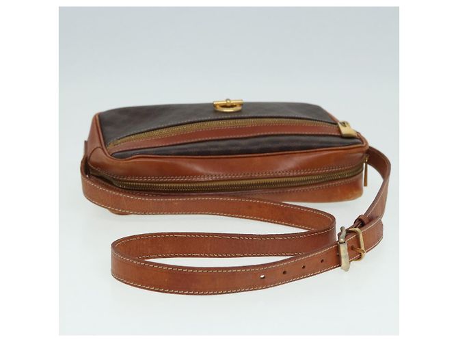 Céline Borsa a spalla in tela Macadam CELINE in pelle PVC marrone Auth ar12296 - vista 7