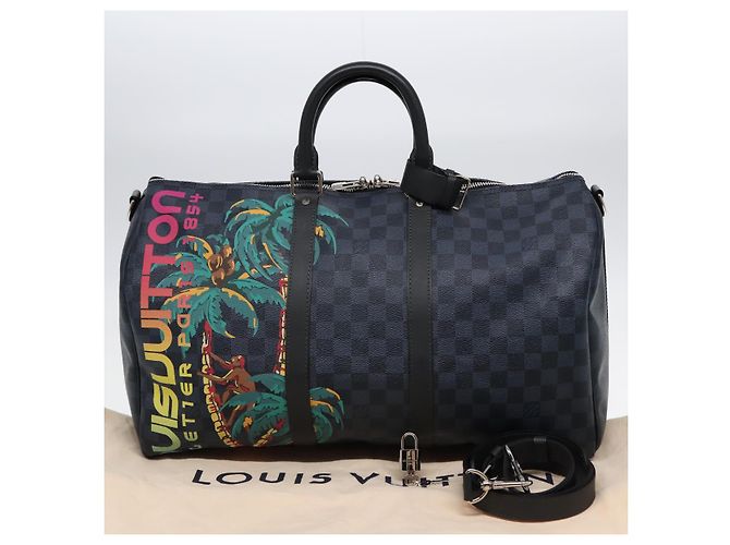 LOUIS VUITTON Sac Boston Keepall Bandoulière 45 Damier Cobalt N50002 Auth 84480S - vue 12