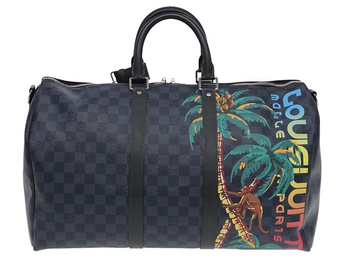 LOUIS VUITTON Sac Boston Keepall Bandoulière 45 Damier Cobalt N50002 Auth 84480S - vue 2