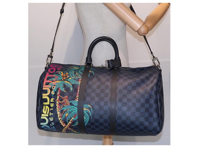 LOUIS VUITTON Sac Boston Keepall Bandoulière 45 Damier Cobalt N50002 Auth 84480S - vue 30