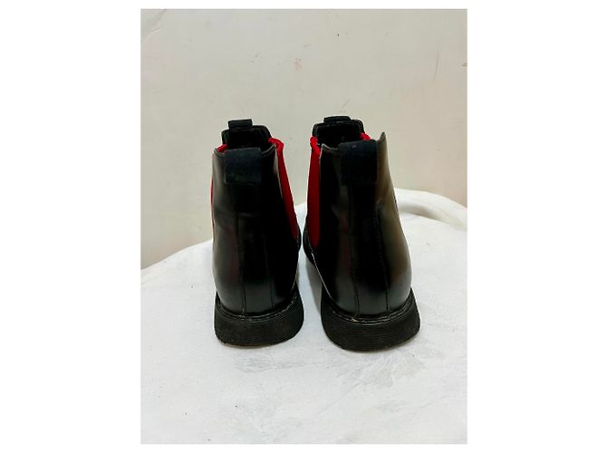 Botas Chelsea de cuero negro Prada Roja - vista 4