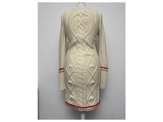 Marine Serre Kleid Wolle Creme - Ansicht 5