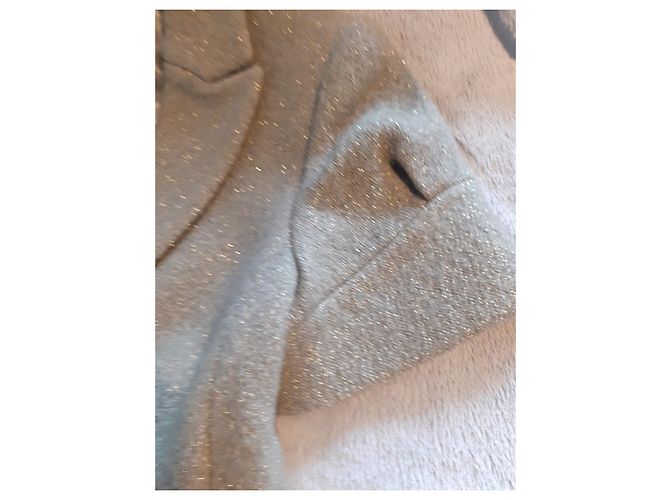 Alain Manoukian Jacke aus Wolle und Metallfasern Khaki Metallisch - Ansicht 4