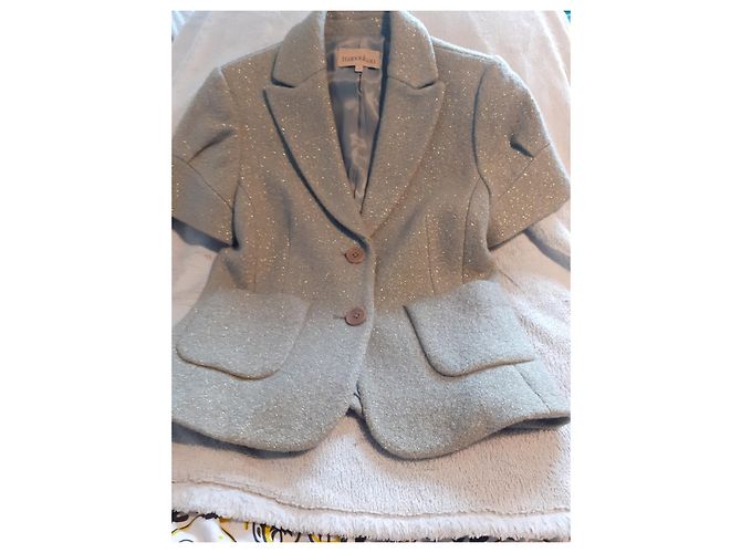 Alain Manoukian Jacke aus Wolle und Metallfasern Khaki Metallisch - Ansicht 7