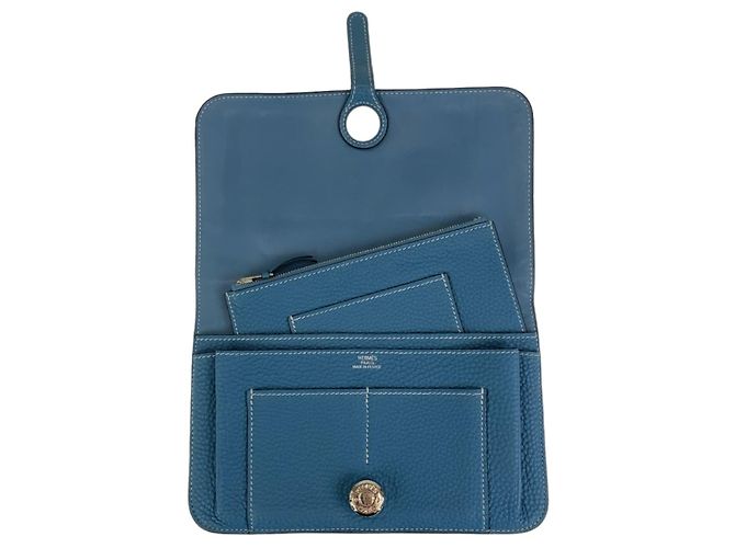 Hermès Portafoglio lungo Hermes Dogon GM Blu - vista 6