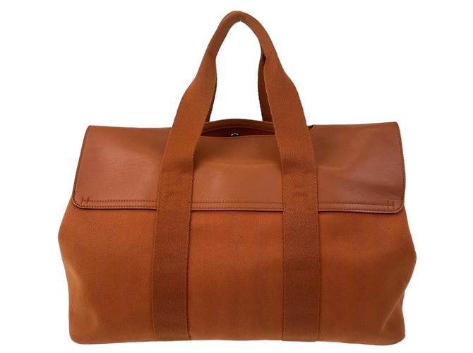 Hermès Hermes Valparaiso GM Orange Silber Hardware Chevron/Leder Tote Bag - Ansicht 3