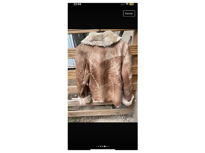 Chaqueta Ventcouvert de cuero de cordero beige - vista 10