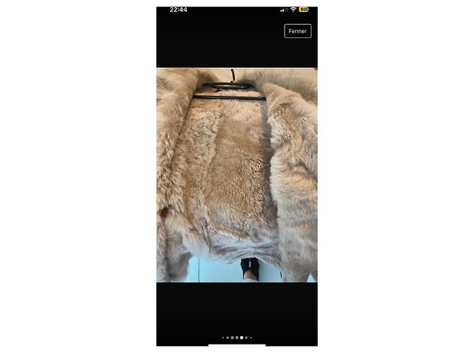Chaqueta Ventcouvert de cuero de cordero beige - vista 17