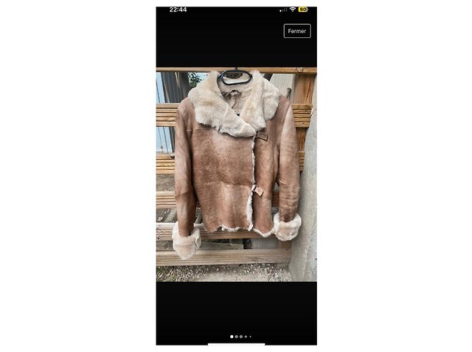 Chaqueta Ventcouvert de cuero de cordero beige - vista 2