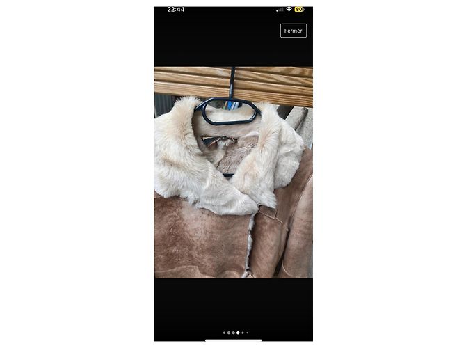 Chaqueta Ventcouvert de cuero de cordero beige - vista 5