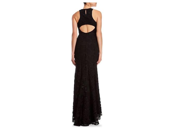 Vera Wang Vestido de noche de encaje guipur con espalda descubierta Negro - vista 4
