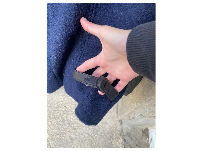 Cappotto Maison Scotch in lana e pelle blu navy - vista 9