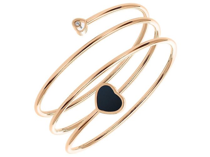 Bracciale Twist Happy Hearts in oro rosa 18K con diamanti e onice nero Chopard - vista 2