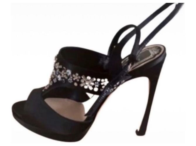 Décolleté Christian Dior in raso nero 12cm - vista 3