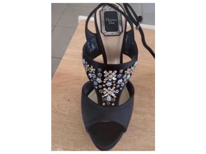 Décolleté Christian Dior in raso nero 12cm - vista 4
